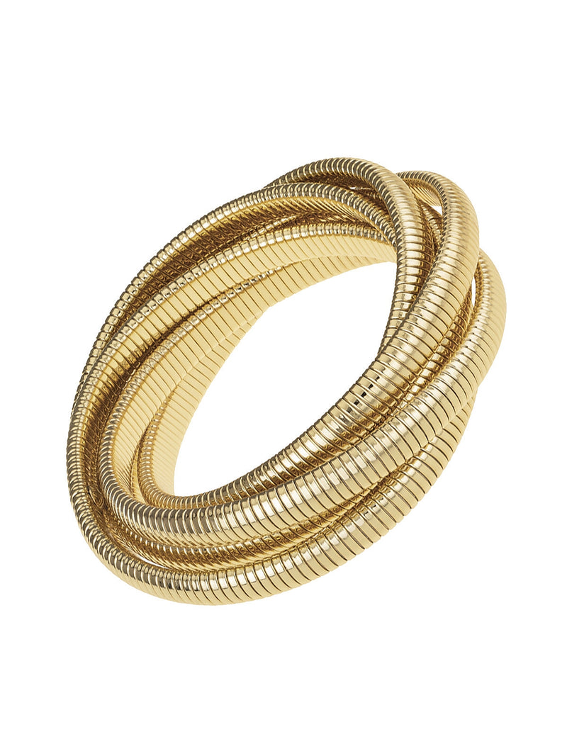 High Polished Six Cobra Bracelet - Yellow Gold