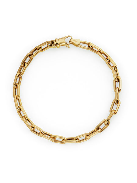 4.2mm Rectangular Link Yellow Gold Chain Bracelet