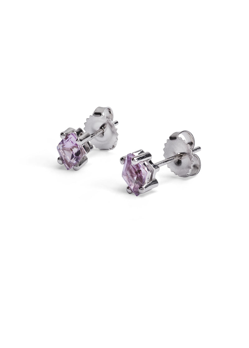 Rose de France Diamond Shape White Gold Stud Earrings