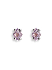 Rose de France Diamond Shape White Gold Stud Earrings