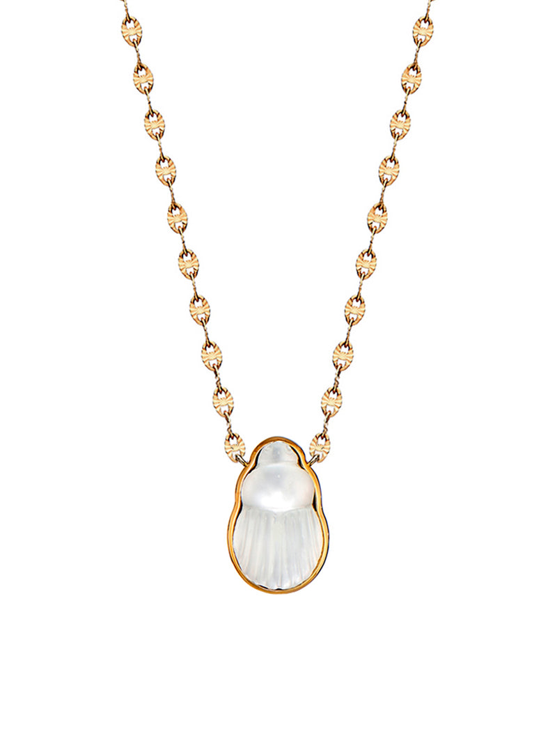 Mother of Pearl Scarab Chiara Yellow Gold Necklace