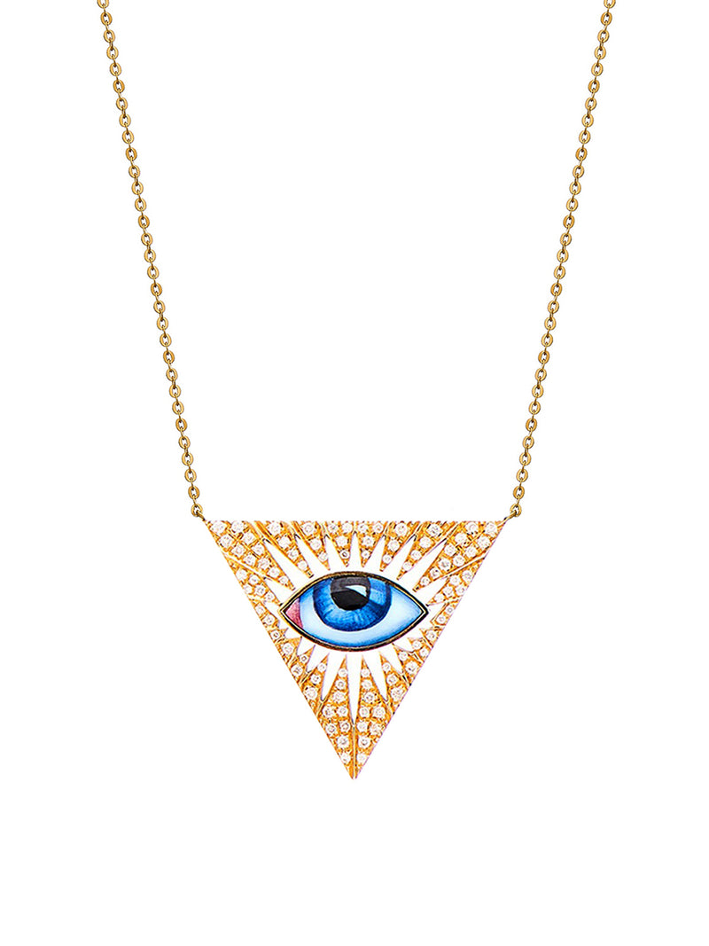 Diamond Isida Petit Blue Enamel Eye Necklace