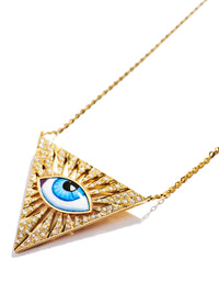 Diamond Isida Petit Blue Enamel Eye Necklace