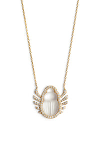 Angelica Mother Of Pearl and Diamond Yellow Gold Necklace