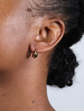 Medium Crescent Yellow Gold Hoop Earrings
