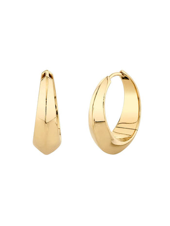 Large Yellow Gold Crescent Hoop Earrings