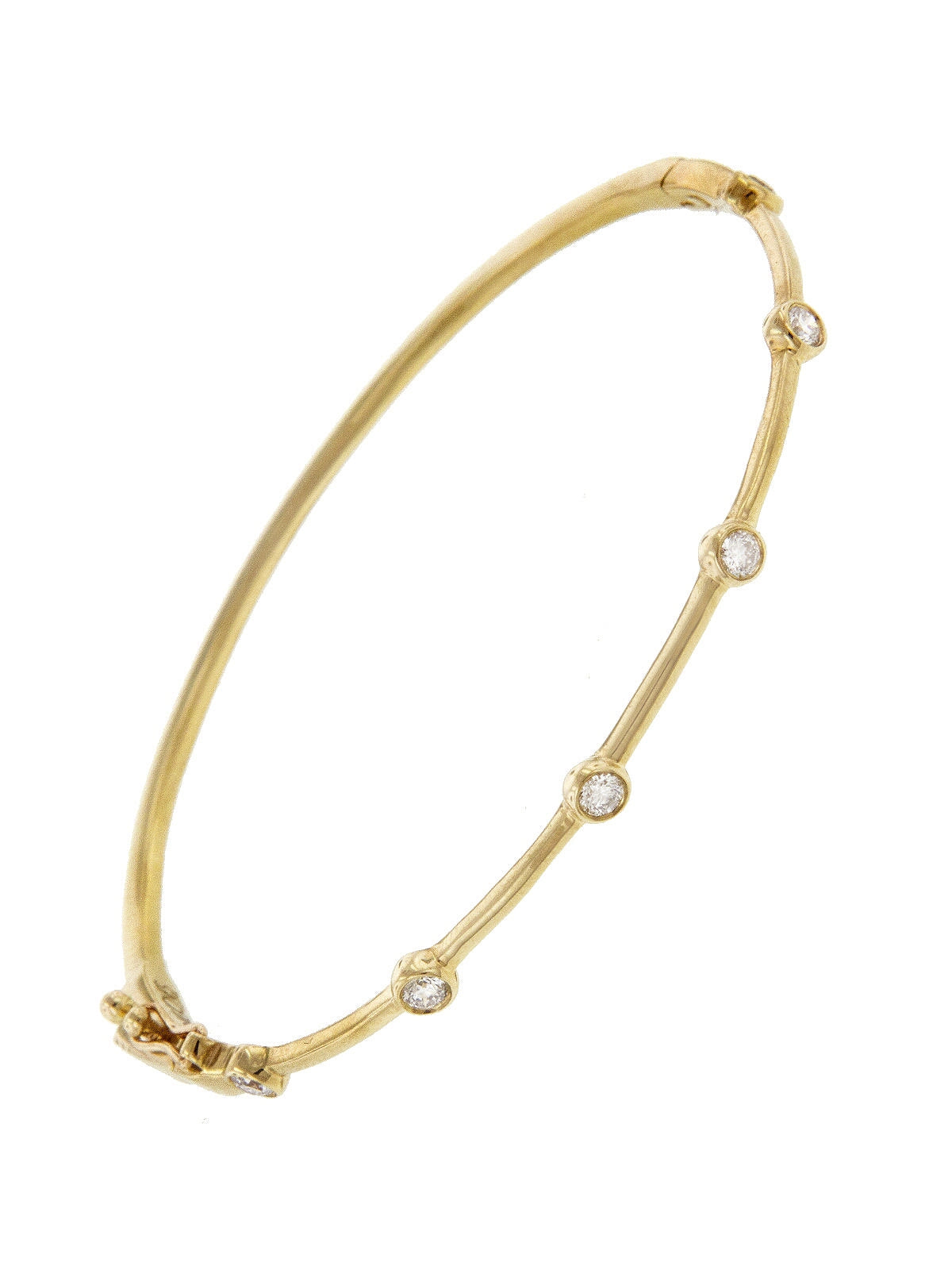 Diamond Stones Bangle Bracelet - Yellow Gold