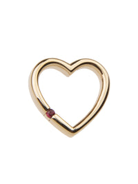 Small Ruby Floating Eternity Heart Yellow Gold Charm