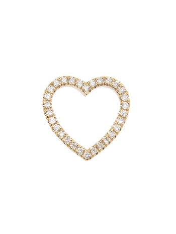 Small Single Sided Diamond Floating Heart Yellow Gold Charm