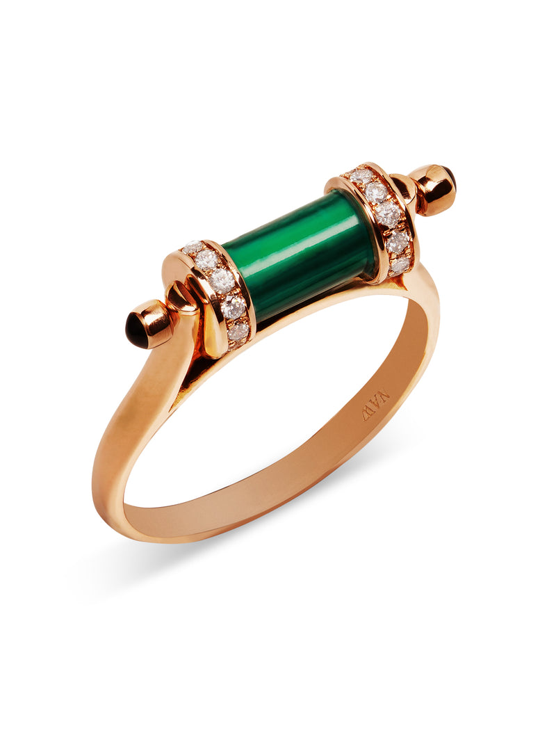 Malachite Single Pillar of Light Rose Gold Ring