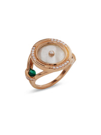 Mother of Pearl Pillar Cabouchon Rose Gold Pinky Ring