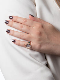 Mother of Pearl Pillar Cabouchon Rose Gold Pinky Ring