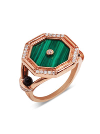 Malachite Pillar Cabouchon Rose Gold Ring