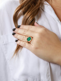 Malachite Pillar Cabouchon Rose Gold Ring