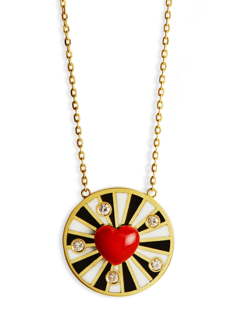 Spiral Heart Yellow Gold Pendant Necklace