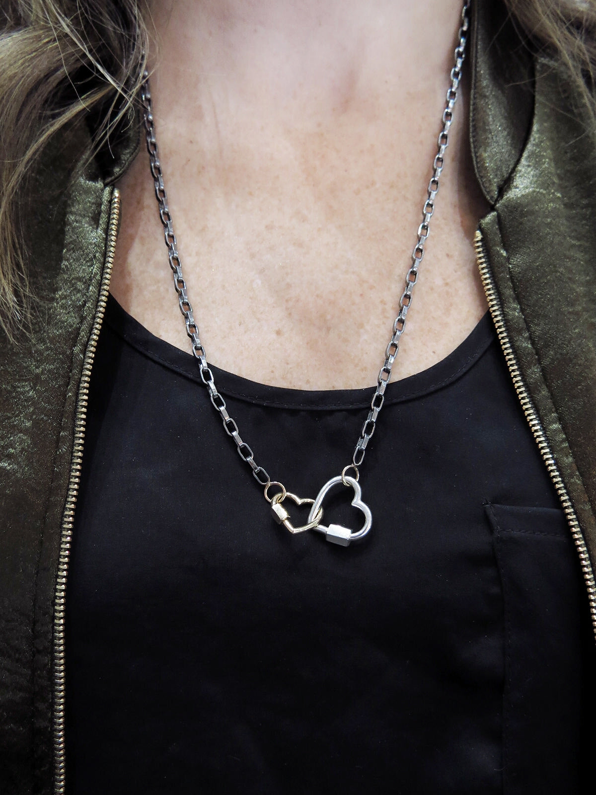 Heart Lock Chain Choker/Necklace - Rose Gold