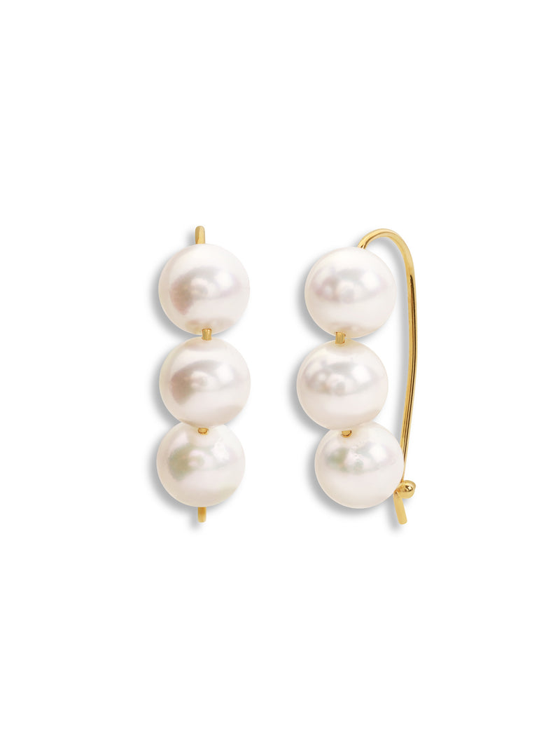 6mm Akoya Pearl Baby Safety Pin Yellow Gold Earrings