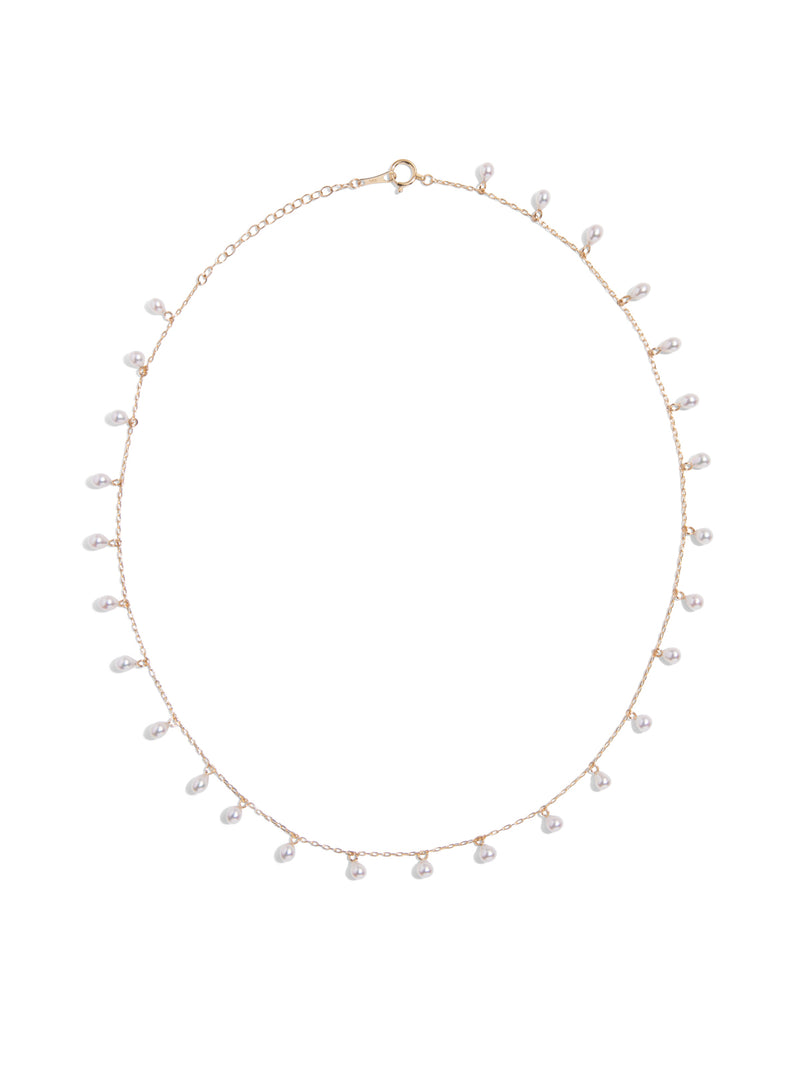 Akoya Pearl Drops Yellow Gold Chain Necklace