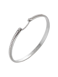 Diamond Tuxedo Mood Bangle Bracelet - White Gold