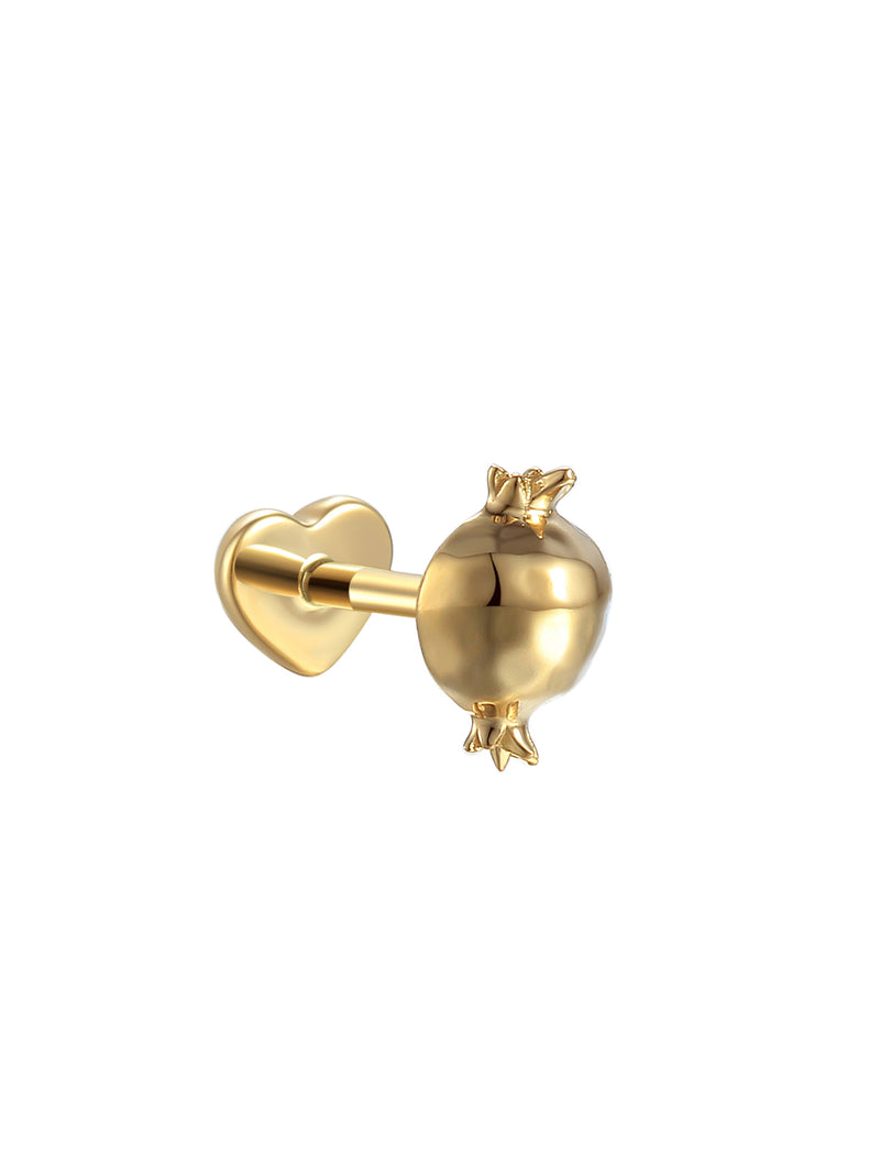 Pomegranate Single Thread Through Yellow Gold Stud Earring | Ylang 23