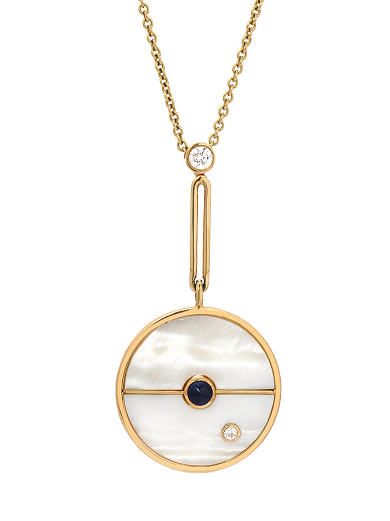 Sapphire Compass Locket Pendant Necklace