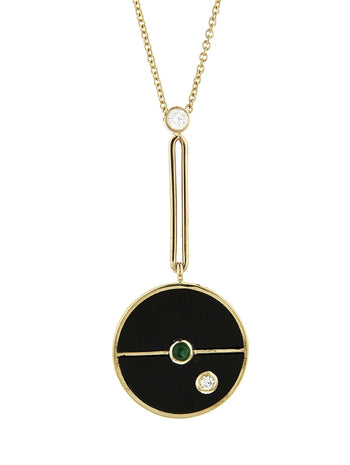 Black Onyx Compass Pendant Necklace