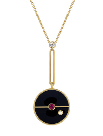 Signature Black Onyx and Ruby Compass Necklace