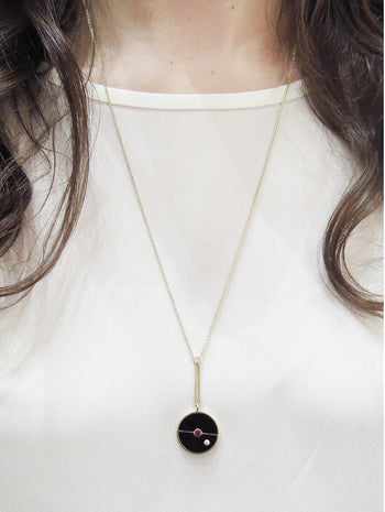 Signature Black Onyx and Ruby Compass Necklace