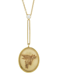 Large Flying Pig Necklace - Yellow Gold