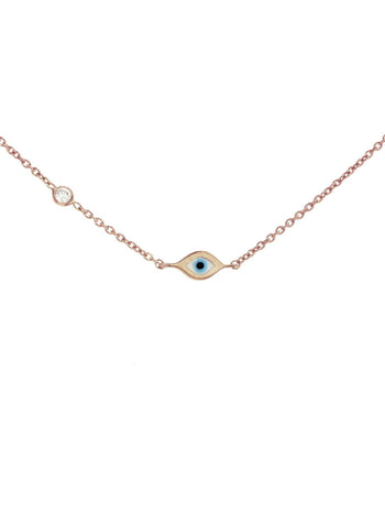 Mini Enamel Evil Eye Rose Gold Necklace