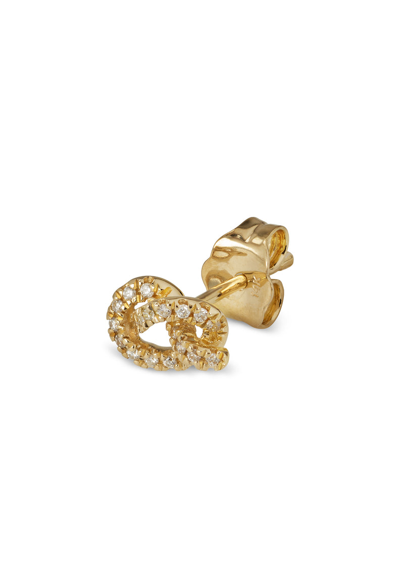 Yellow Gold Diamond Love Knot Single Stud