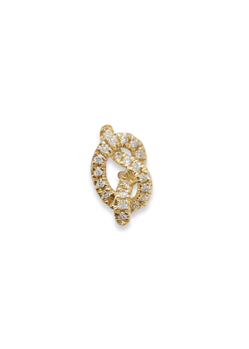 Yellow Gold Diamond Love Knot Single Stud