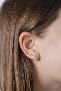 Tiny Monstera Leaf Yellow Gold Single Stud Earring
