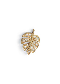 Tiny Monstera Leaf Yellow Gold Single Stud Earring