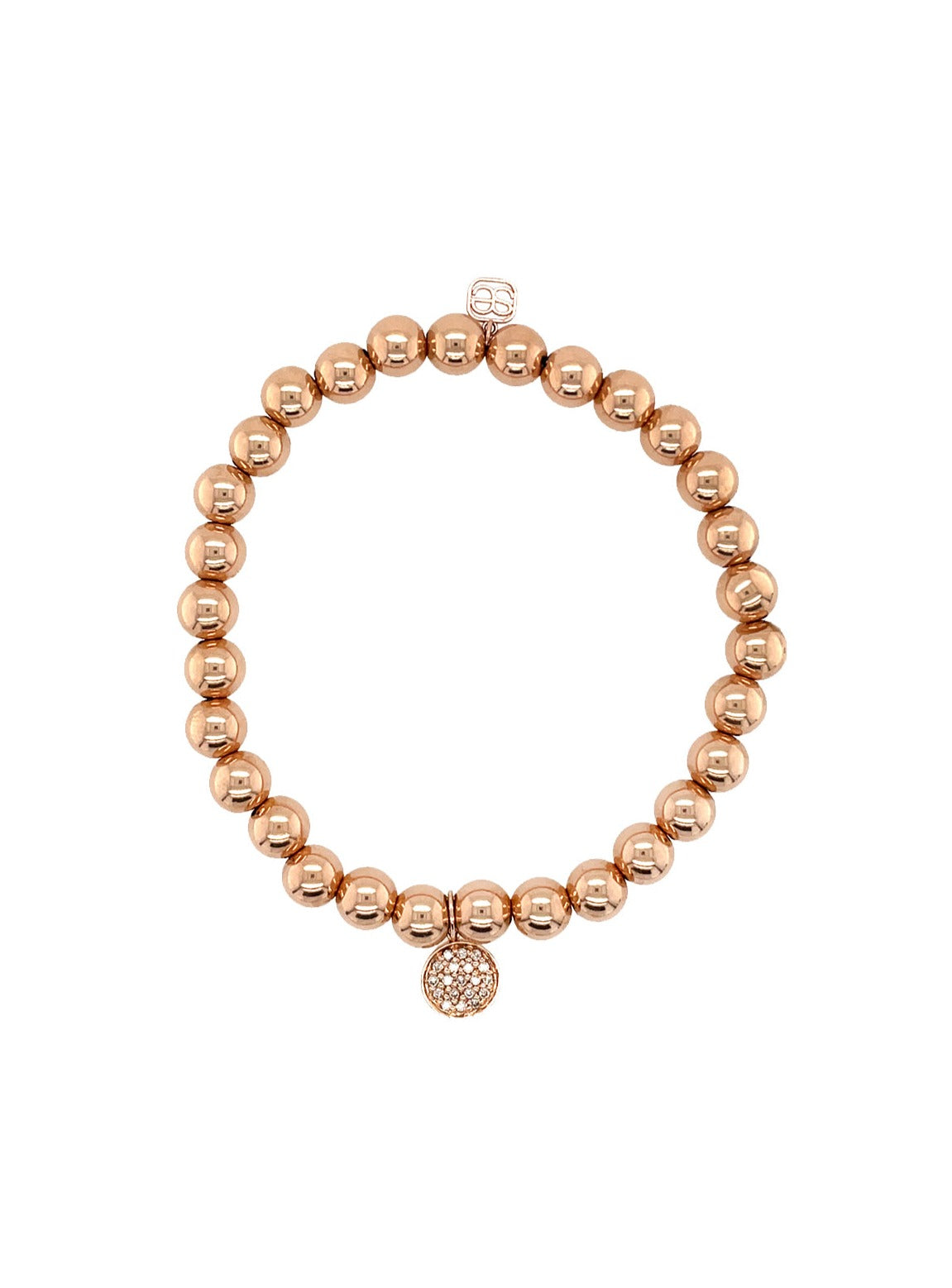 Diamond Mini Disc on Rose Gold Beaded Bracelet | Sydney Evan