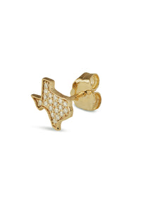 Diamond Texas Yellow Gold Single Stud Earring