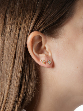 Diamond Texas Yellow Gold Single Stud Earring