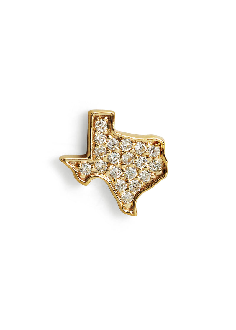 Diamond Texas Yellow Gold Single Stud Earring