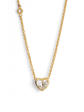 Diamond Bezel Solitaire Heart Yellow Gold Necklace