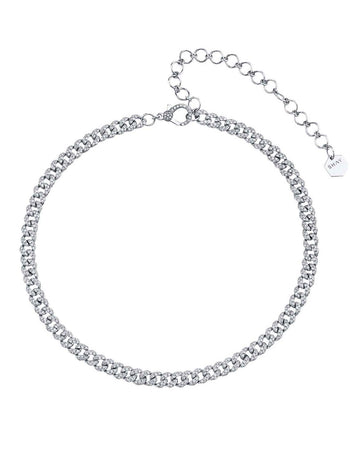 Mini Pavé Diamond Link White Gold Necklace