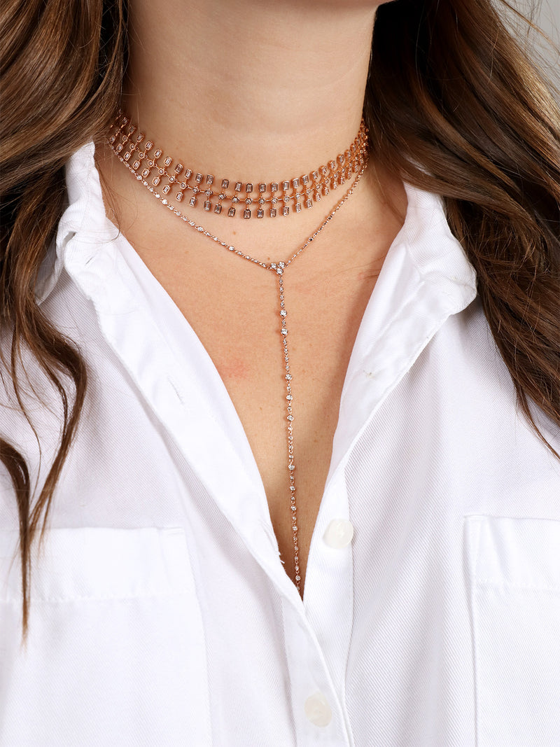 Diamond Infinity Y Rose Gold Lariat Necklace