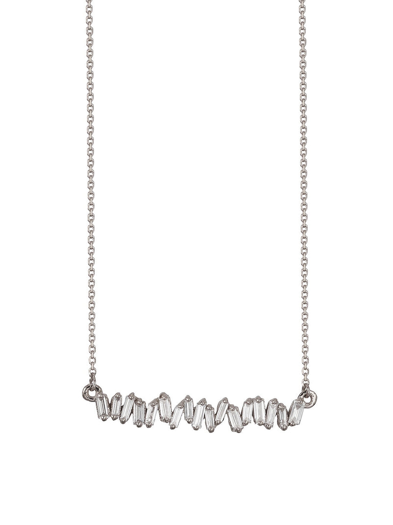 Signature Baguette Diamond Firework Necklace - White Gold