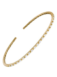 Medium Flexible Thin Diamond Yellow Gold Bangle Bracelet