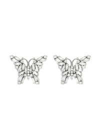 Small White Diamond Firework Butterfly Stud Earrings - White Gold