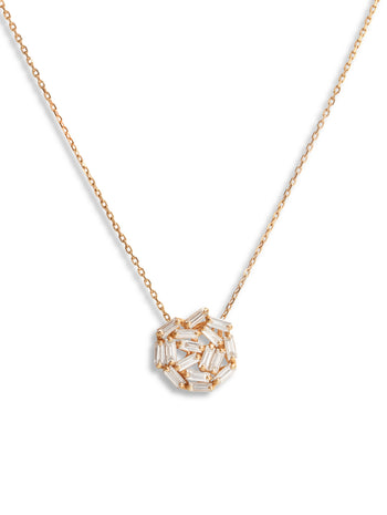 Mini Diamond Baguette Firework Rose Gold Necklace