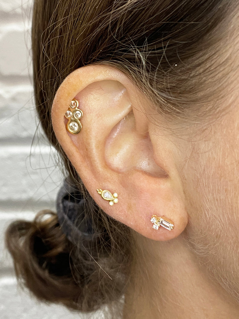 0.33 Carat Mixed Diamond Firework Stud Rose Gold Earrings