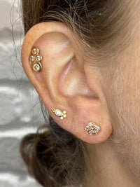 0.33 Diamond Cluster Firework Stud Yellow Gold Earrings