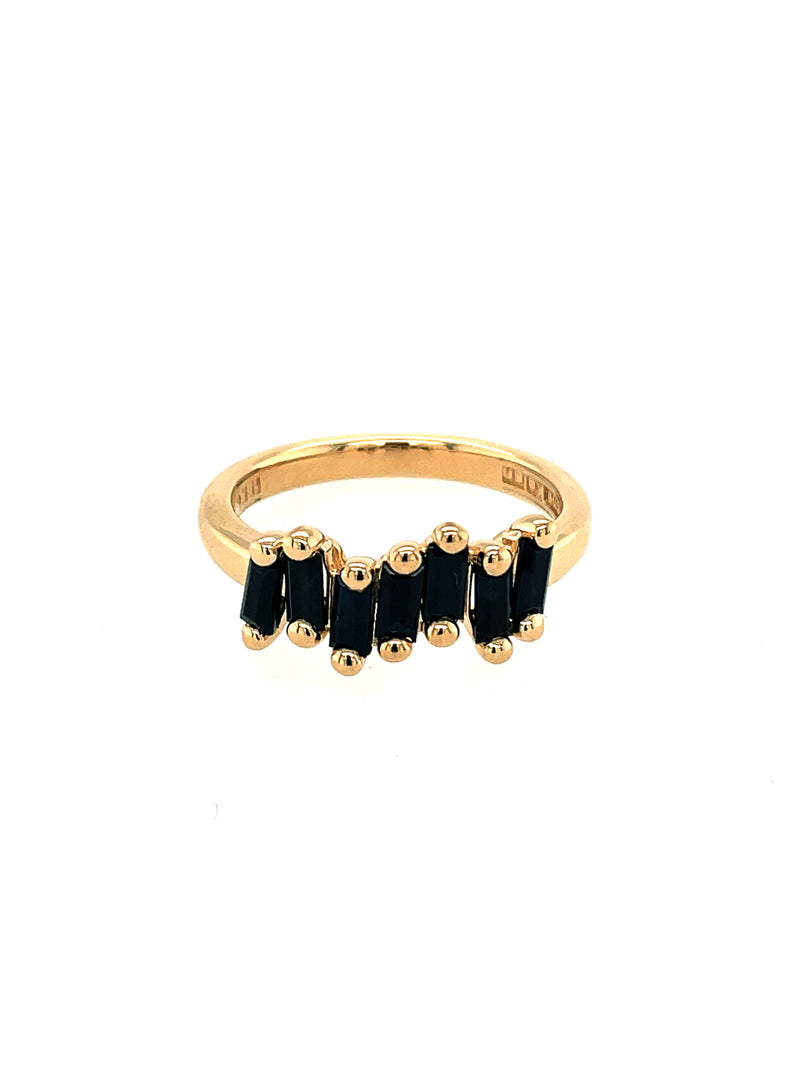 Black Sapphire Fireworks Yellow Gold Ring