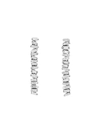 Linear Baby Tennis White Gold Drop Earrings