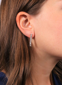 Linear Baby Tennis White Gold Drop Earrings